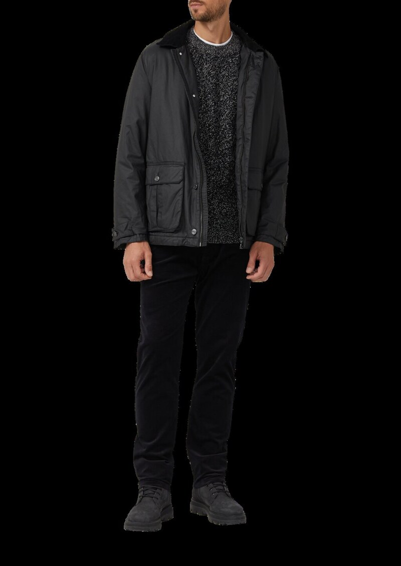 Melierter Baumwoll-Strickpullover mit Zopfmuster