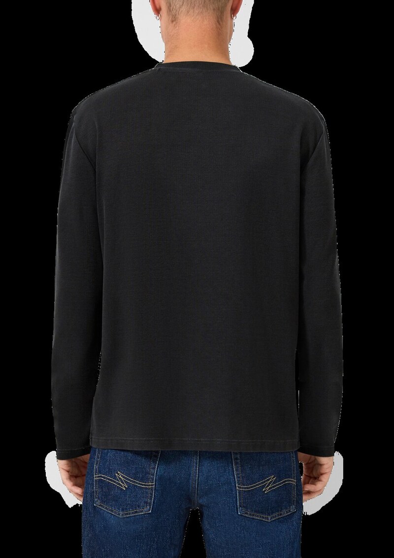Gewaschenes Henley-Langarmshirt mit Rippstruktur