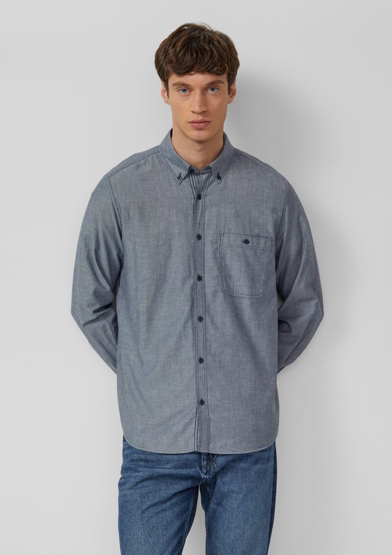 Regular Fit: Weiches Chambray-Hemd mit Button-Down-Kragen