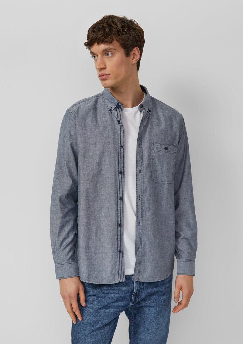 Regular Fit: Weiches Chambray-Hemd mit Button-Down-Kragen