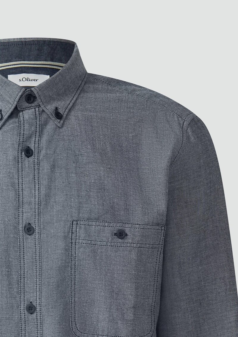 Regular Fit: Weiches Chambray-Hemd mit Button-Down-Kragen