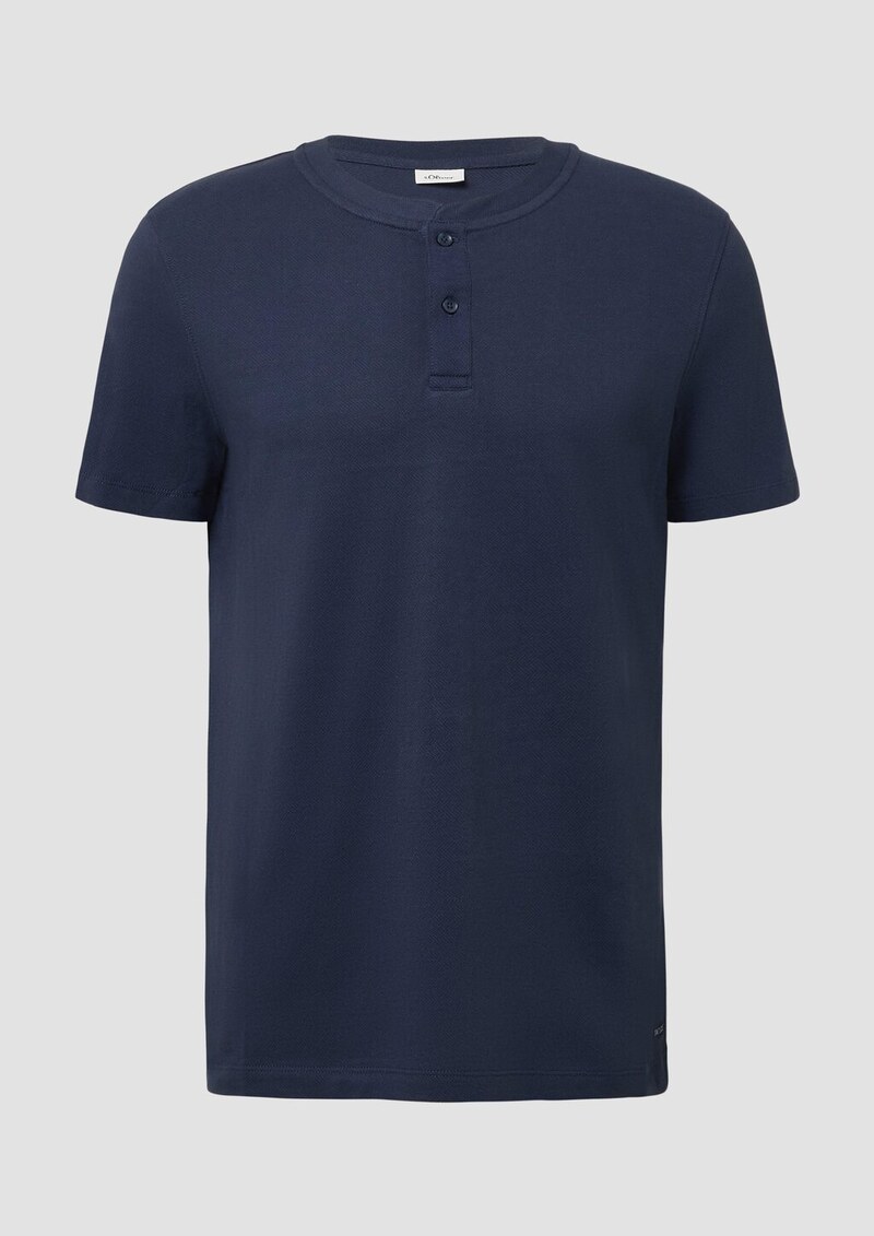 Shirt mit Henleyausschnitt und Fischgrät-Struktur