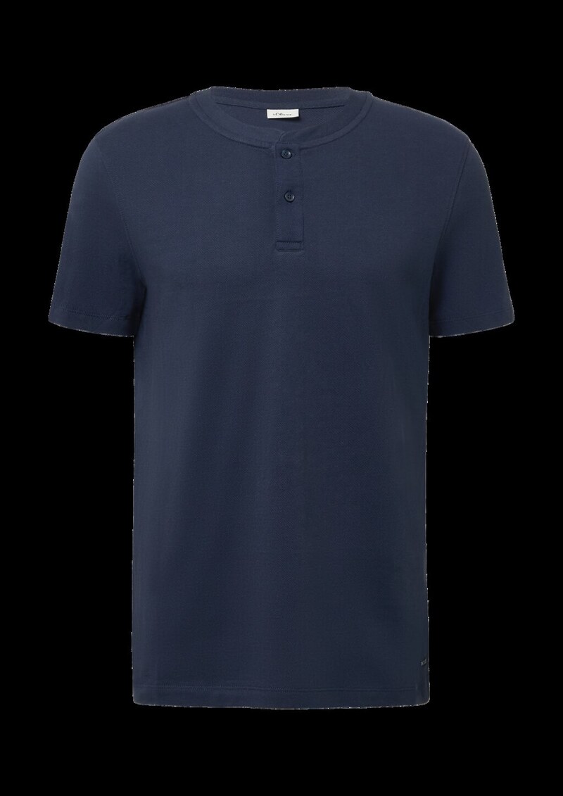 Shirt mit Henleyausschnitt und Fischgrät-Struktur