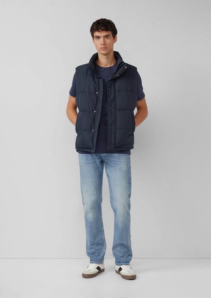 Shirt mit Henleyausschnitt und Fischgrät-Struktur