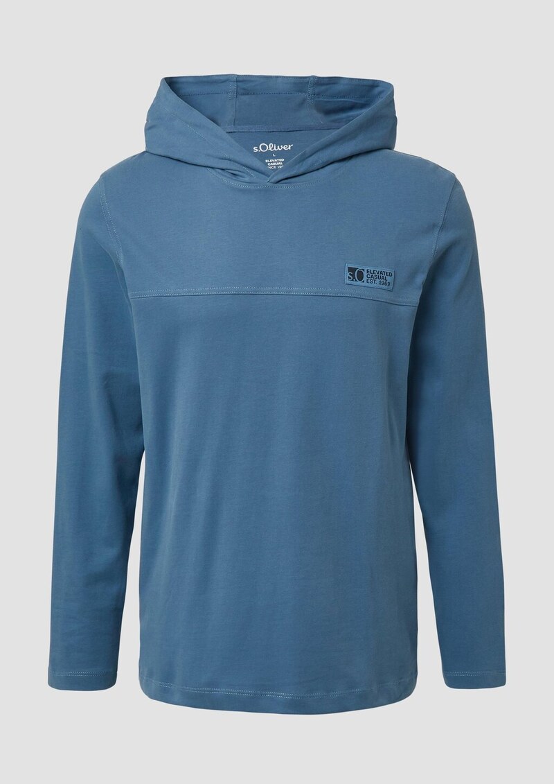 Kapuzen-Longsleeve aus Heavy Jersey mit Logo-Detail