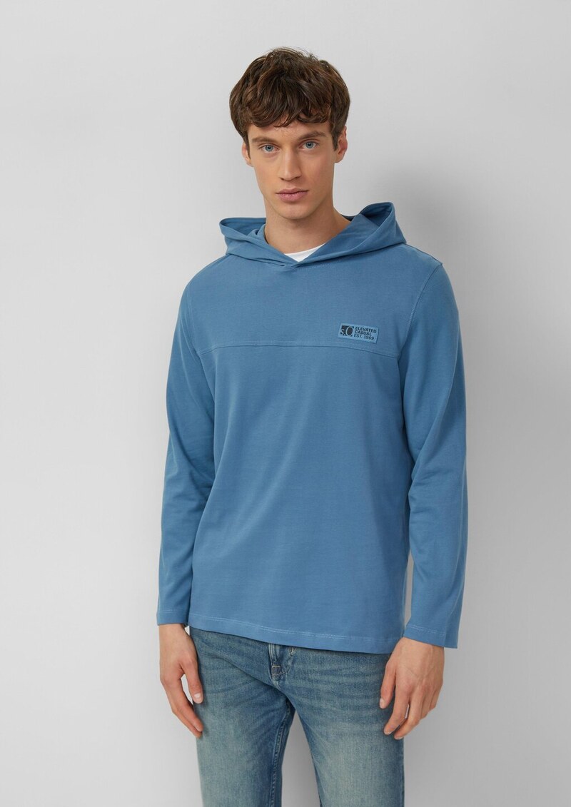 Kapuzen-Longsleeve aus Heavy Jersey mit Logo-Detail