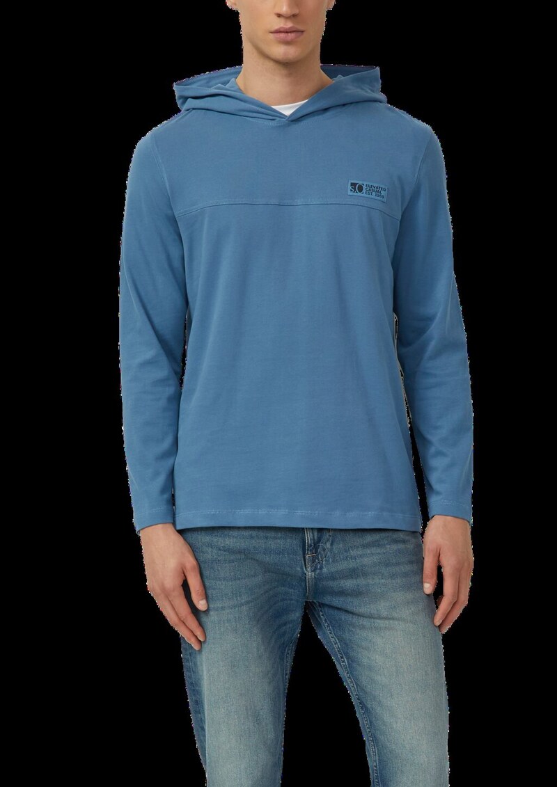 Kapuzen-Longsleeve aus Heavy Jersey mit Logo-Detail