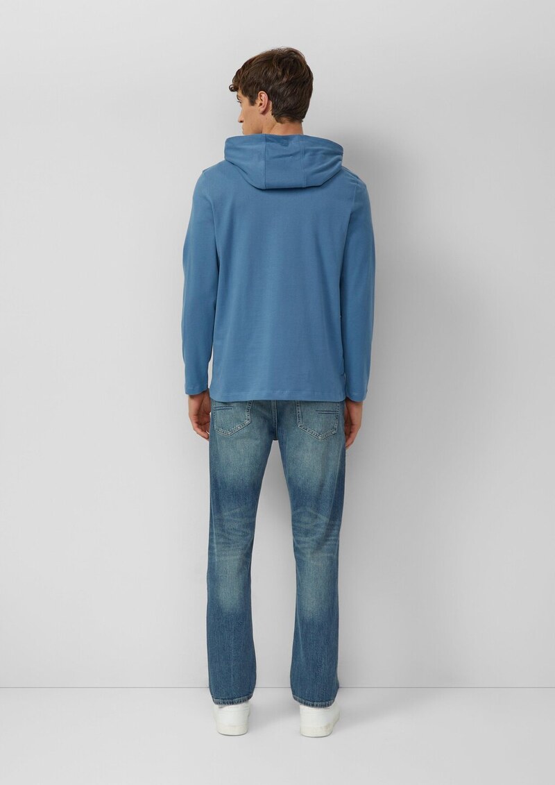 Kapuzen-Longsleeve aus Heavy Jersey mit Logo-Detail