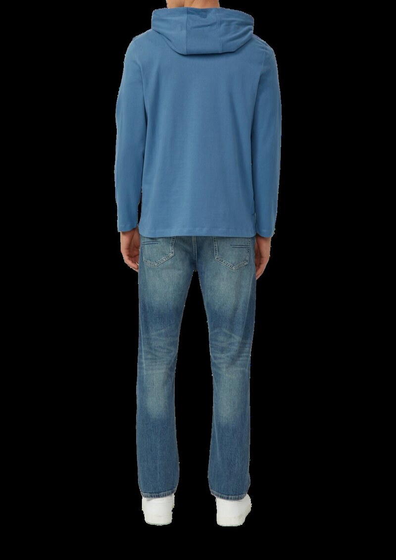 Kapuzen-Longsleeve aus Heavy Jersey mit Logo-Detail