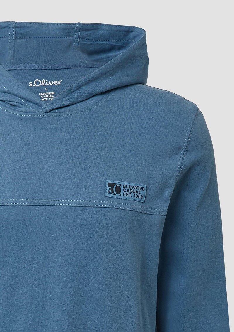 Kapuzen-Longsleeve aus Heavy Jersey mit Logo-Detail