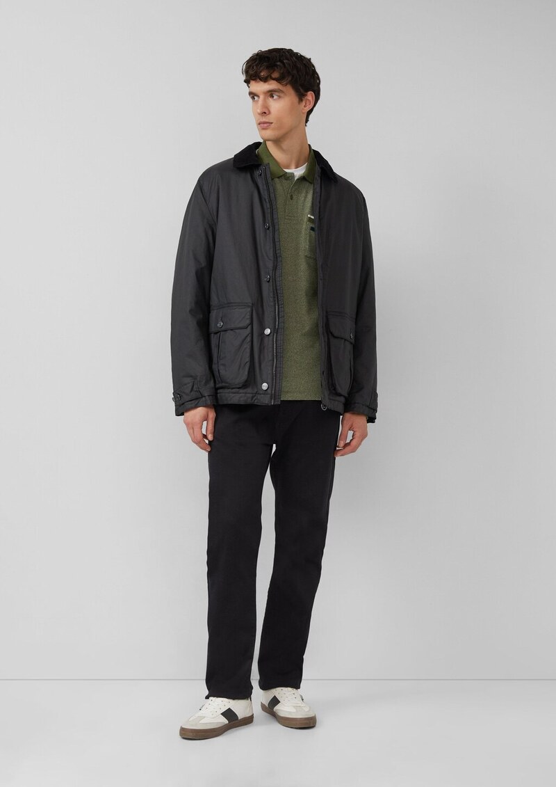 Langarm-Polo mit Bündchen in Melange-Optik