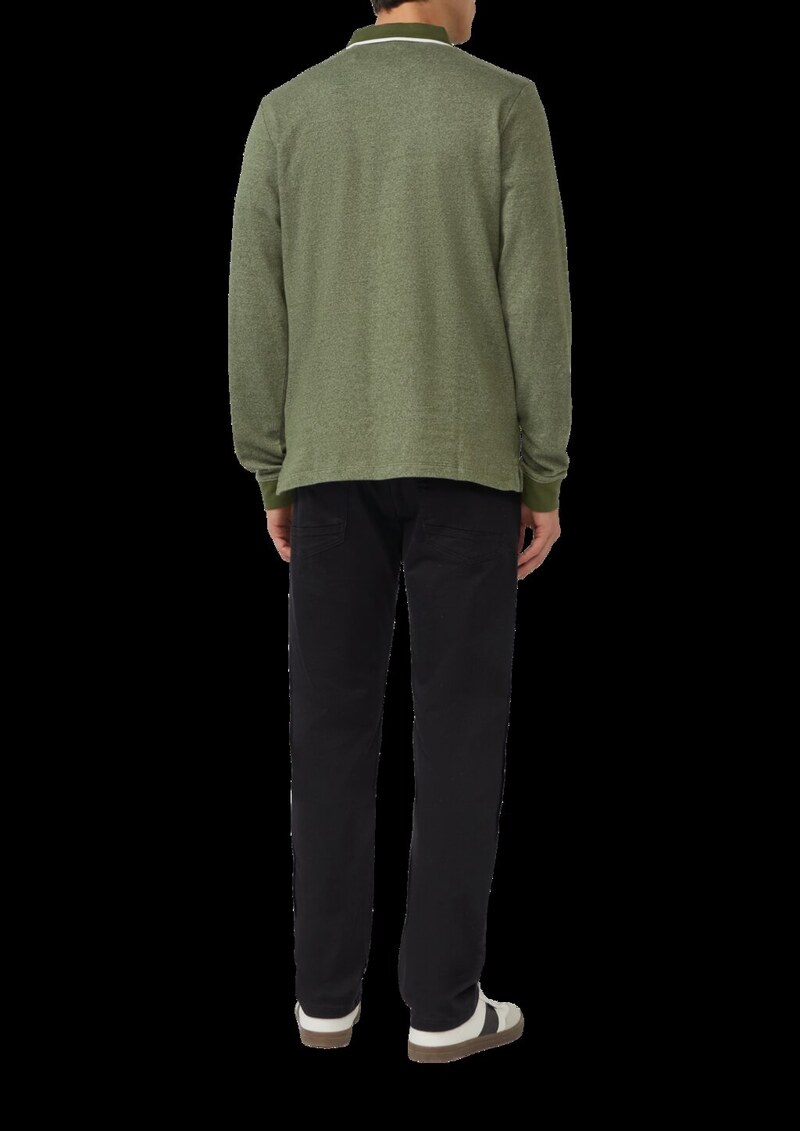 Langarm-Polo mit Bündchen in Melange-Optik