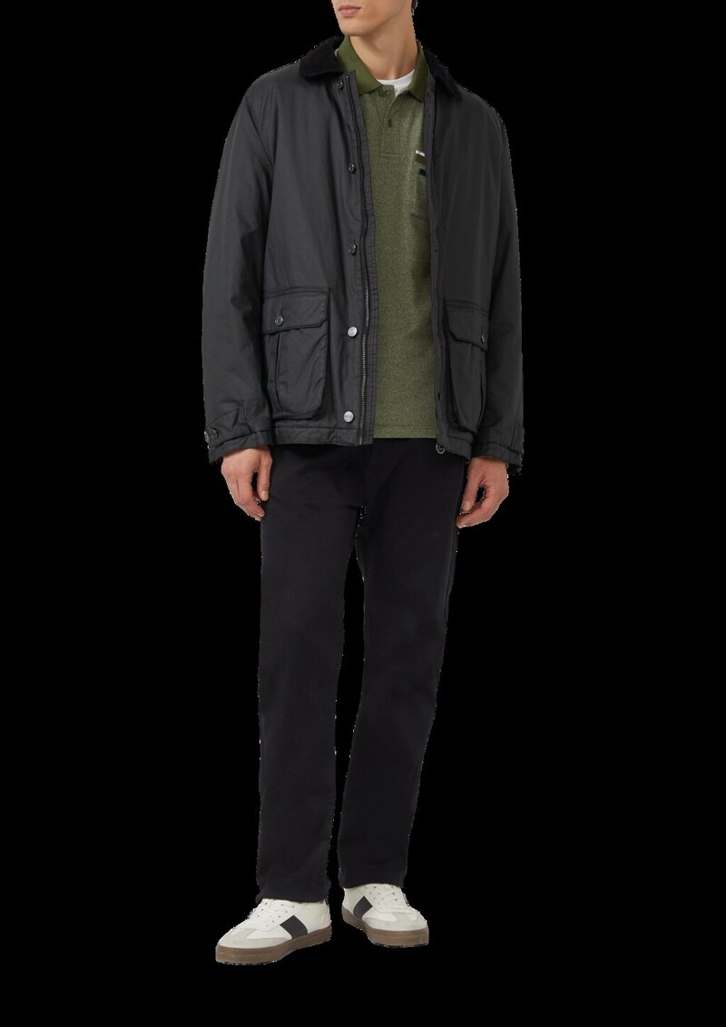 Langarm-Polo mit Bündchen in Melange-Optik