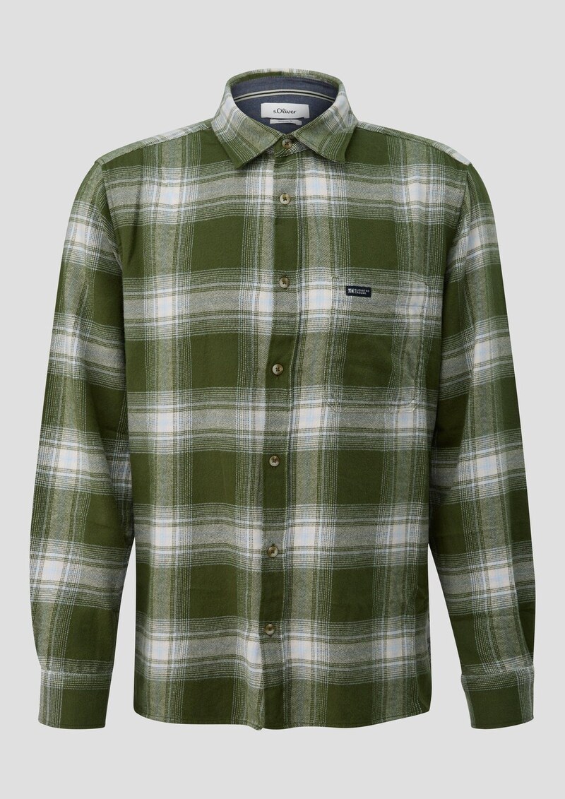 Regular Fit: Kariertes Flanellhemd mit Brusttasche