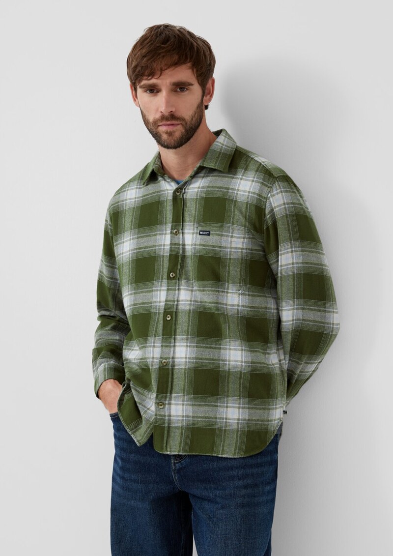 Regular Fit: Kariertes Flanellhemd mit Brusttasche