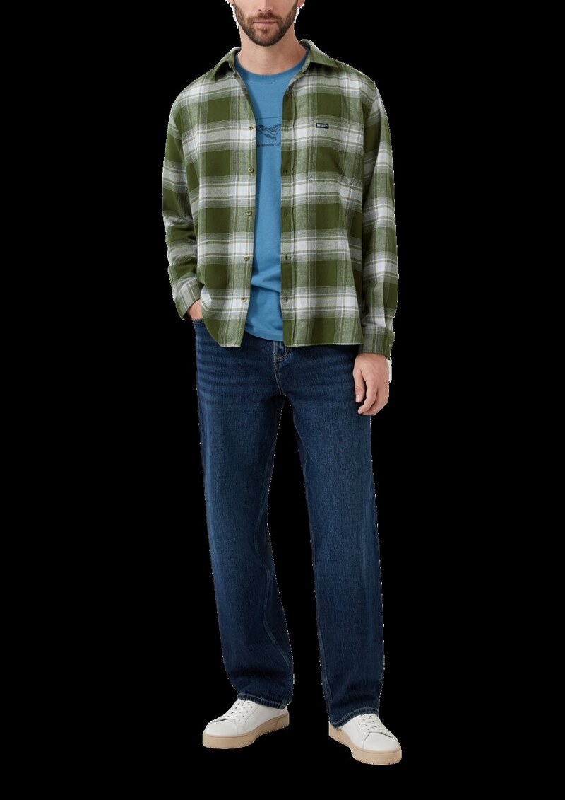 Regular Fit: Kariertes Flanellhemd mit Brusttasche