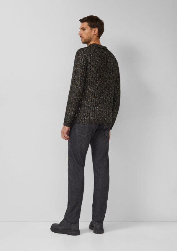 Gerippter Multi-Colour-Strickpullover mit Polokragen