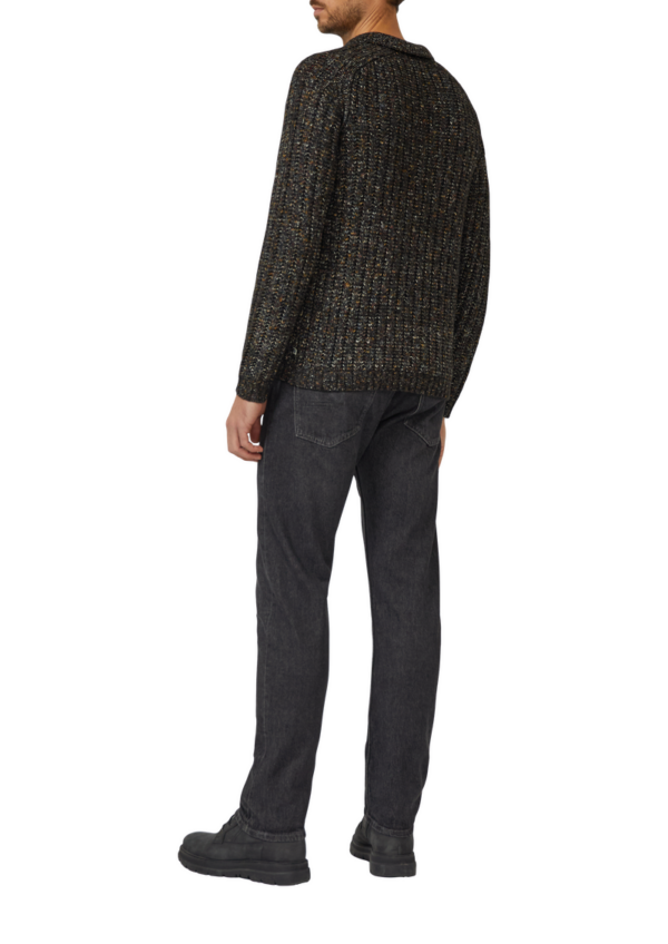 Gerippter Multi-Colour-Strickpullover mit Polokragen