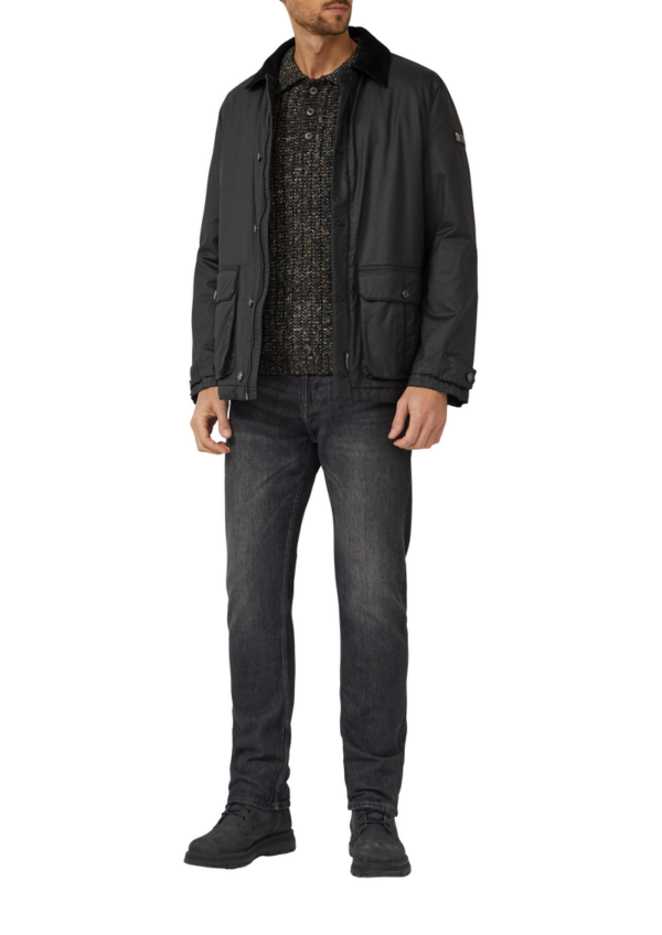 Gerippter Multi-Colour-Strickpullover mit Polokragen