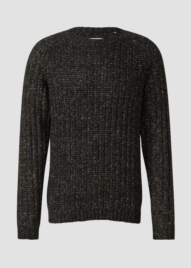 Gerippter Multi-Colour-Strickpullover aus Baumwollmix