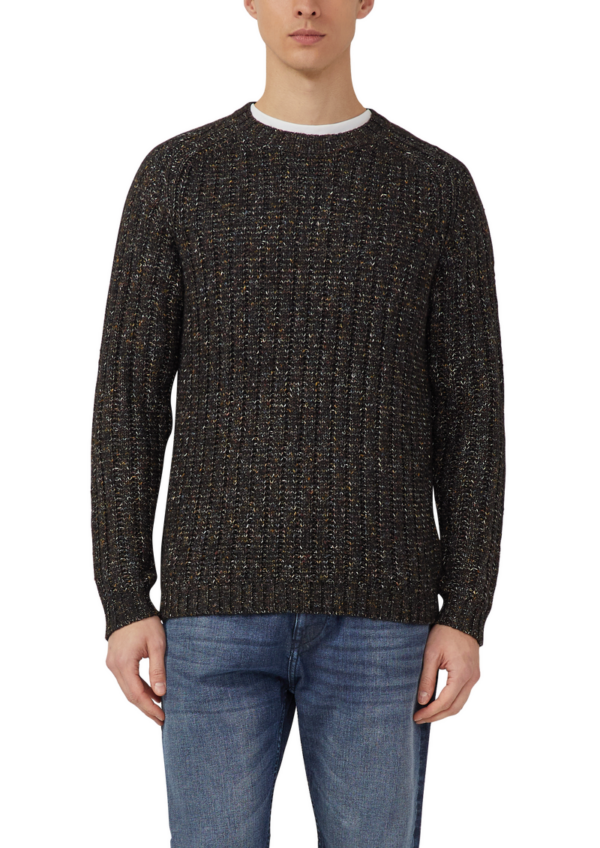 Gerippter Multi-Colour-Strickpullover aus Baumwollmix