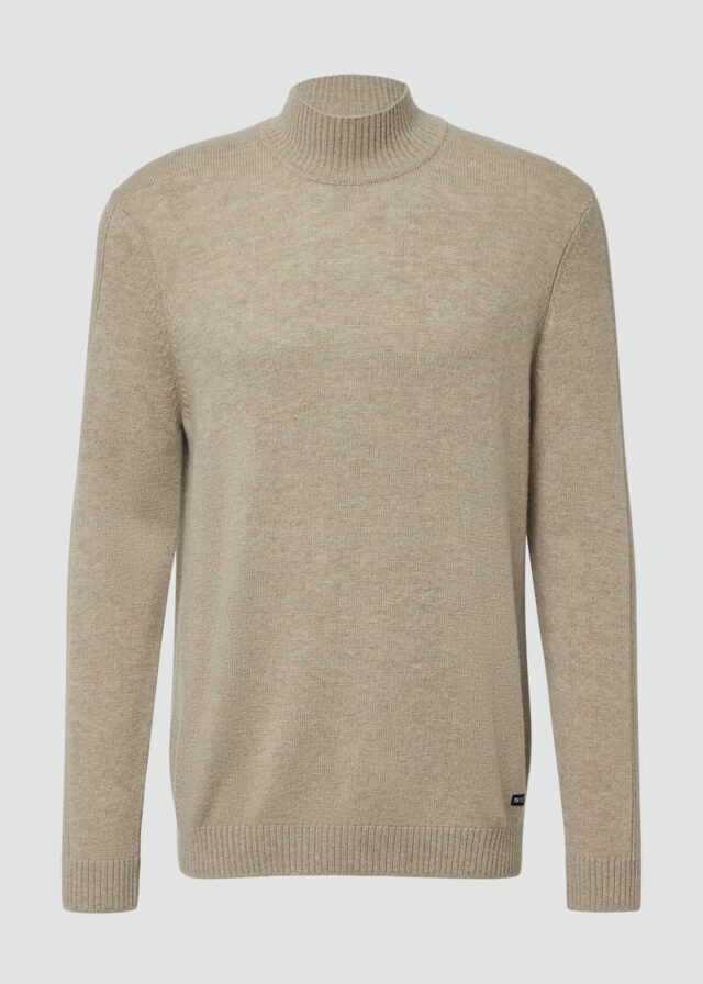 Strickpullover aus Wollmix mit Stehkragen