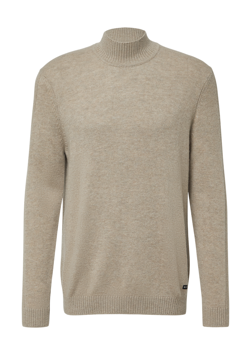Strickpullover aus Wollmix mit Stehkragen