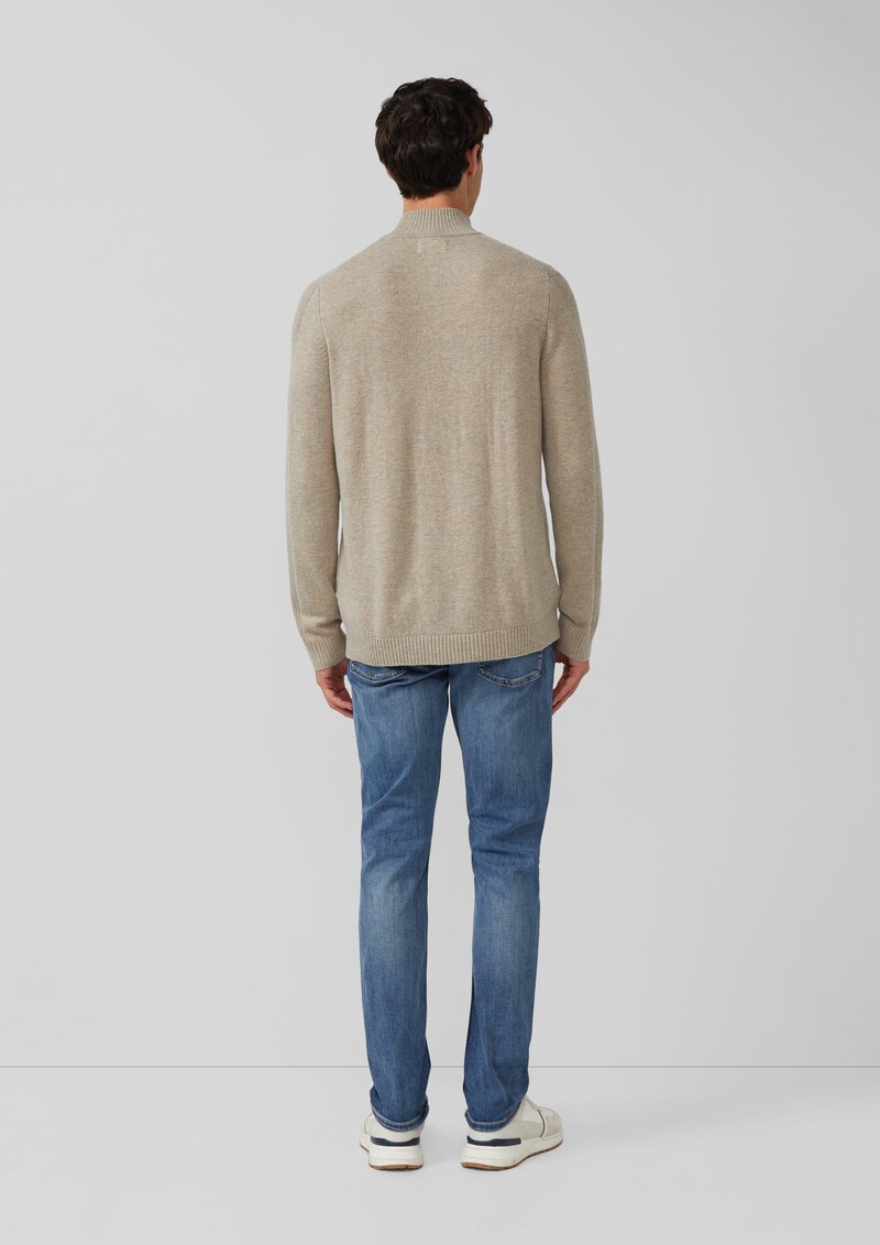 Strickpullover aus Wollmix mit Stehkragen