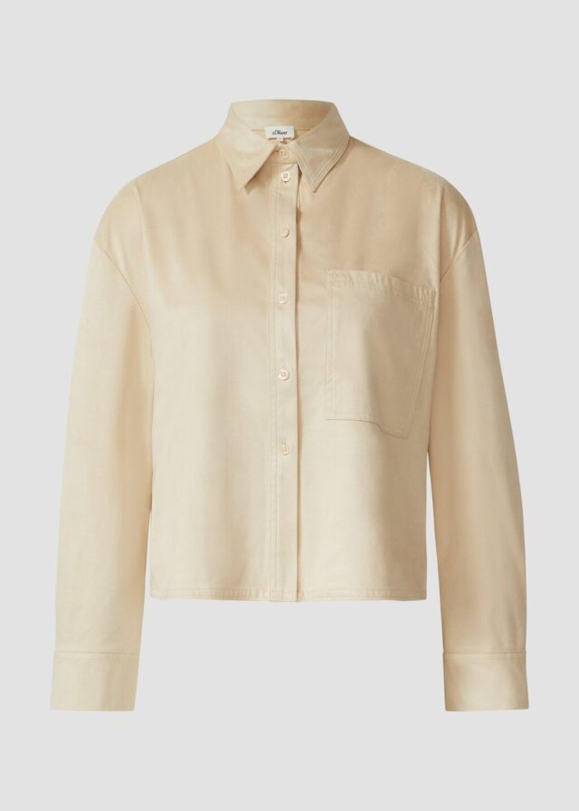 Verkürzte Hemdbluse in Velours-Optik