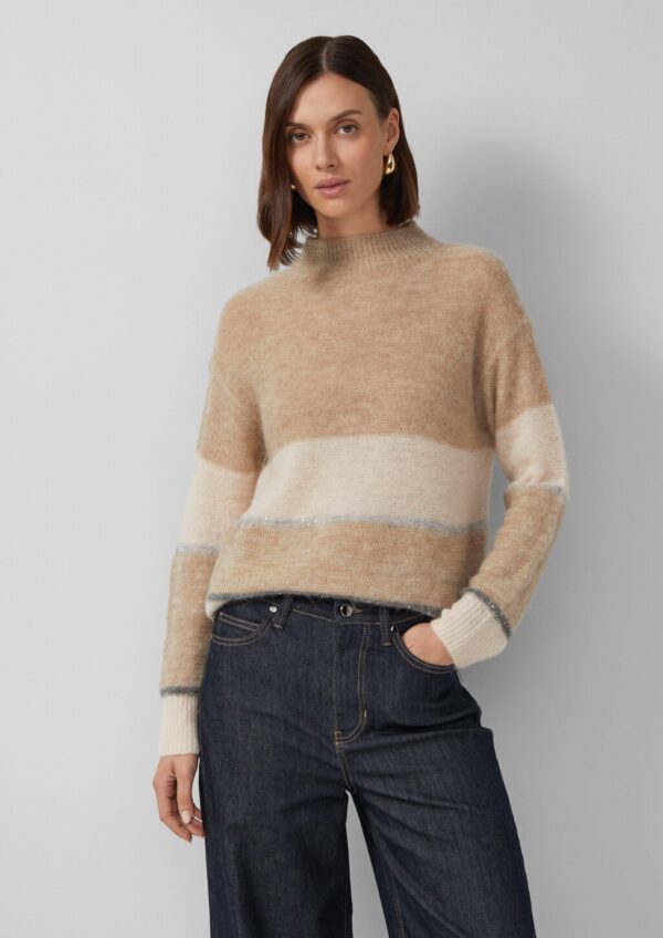 Leichter Pullover mit Colour-Blocking und Pailletten