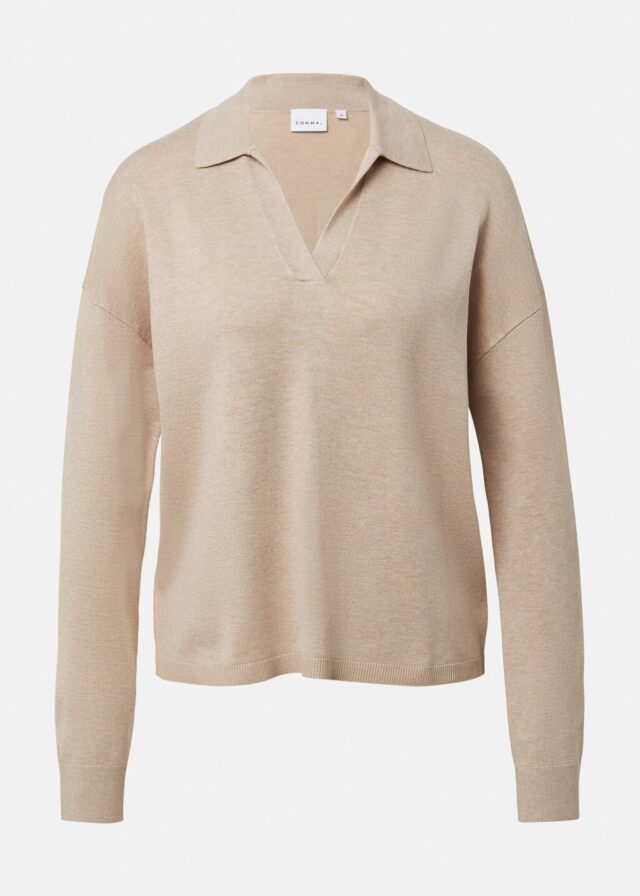 Feinstrickpullover aus Viskosemix mit Polokragen