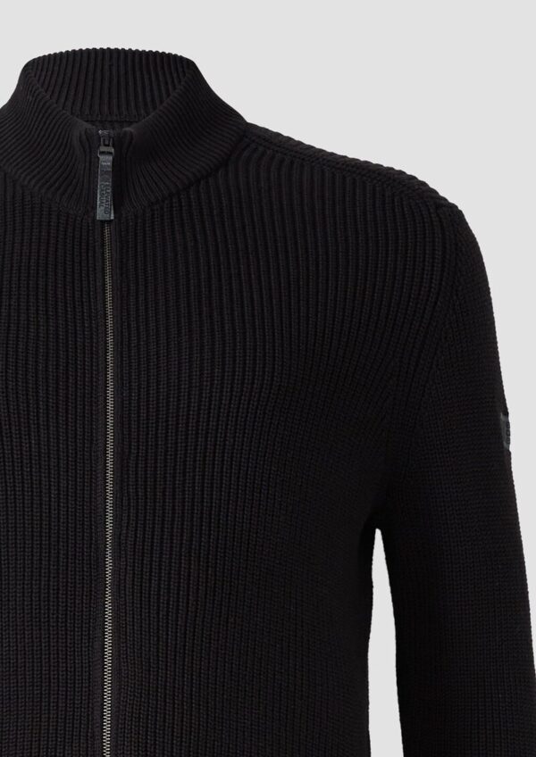 Struktur-Strickjacke mit Eingrifftaschen und Reißverschluss