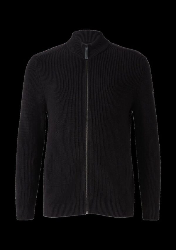 Struktur-Strickjacke mit Eingrifftaschen und Reißverschluss