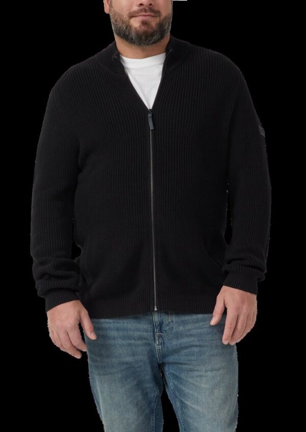 Struktur-Strickjacke mit Eingrifftaschen und Reißverschluss