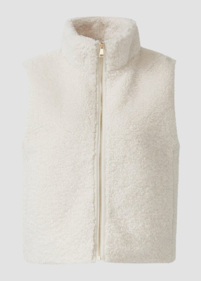 Weste aus Teddyplüsch mit Eingrifftaschen