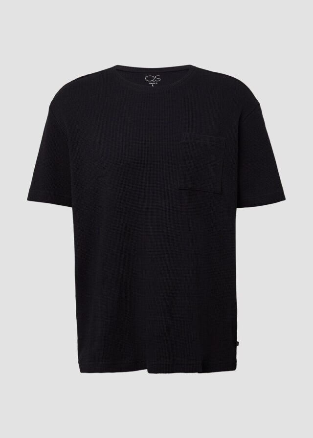T-Shirt aus Waffelpiqué mit Brusttasche