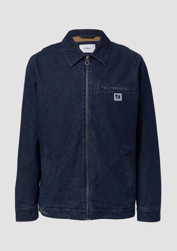 Gefüttertes Denim-Overshirt mit Eingrifftaschen
