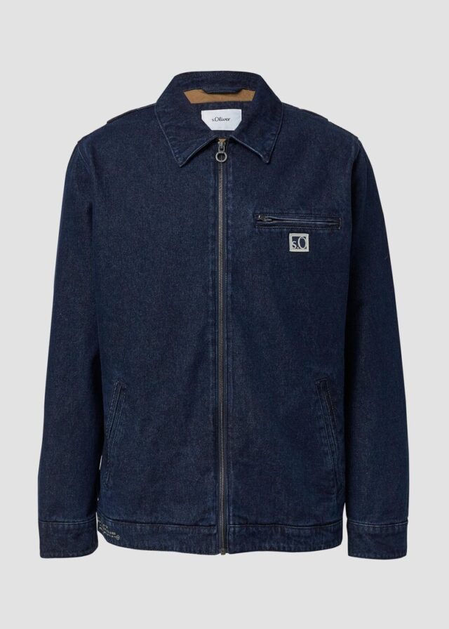 Gefüttertes Denim-Overshirt mit Eingrifftaschen