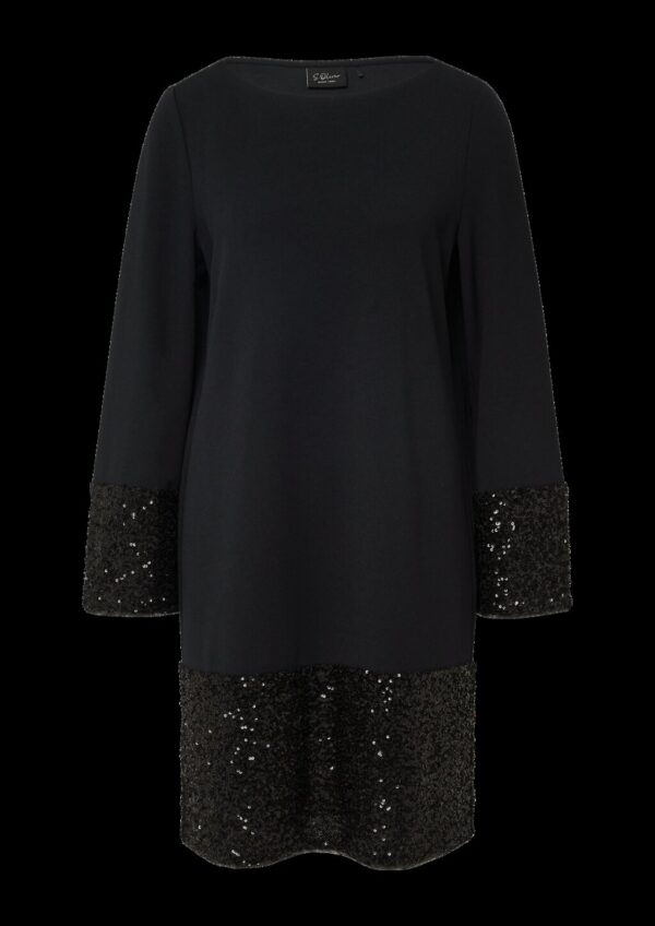 Kurzes Kleid mit Pailletten am Saum