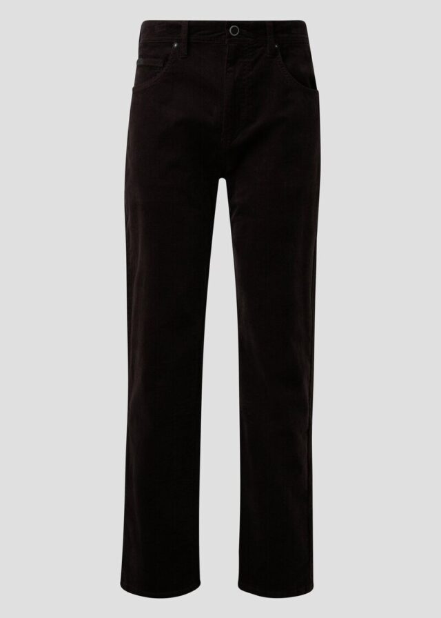 Regular Fit: Hose aus diagonalem Feincord mit geradem Bein