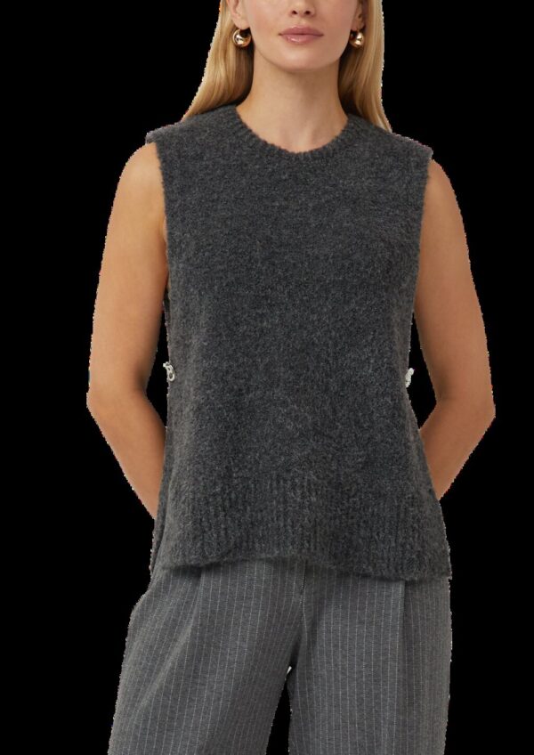 Pullunder aus Bouclé-Strick mit seitlichen Schmuck-Details