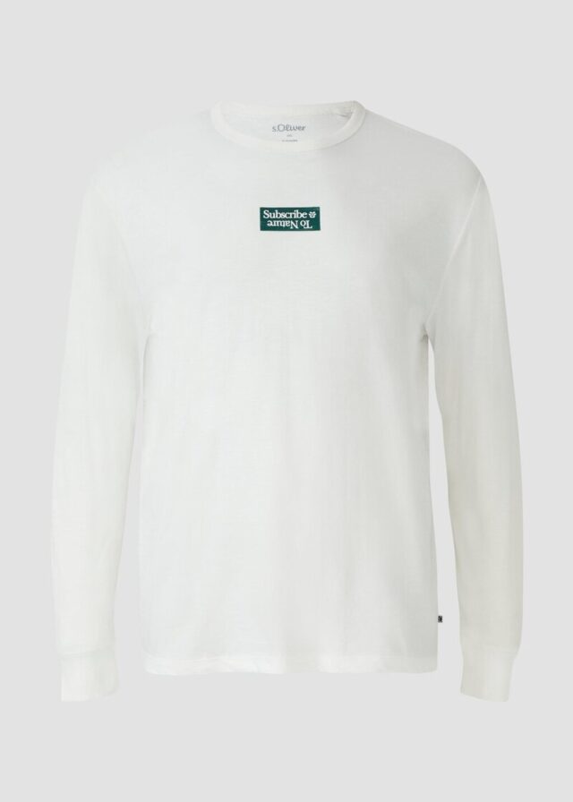 Longsleeve mit Flammgarnstruktur und Frontprint