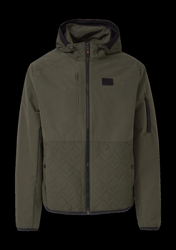 Sportive Jacke im Fabricmix mit verstellbarer Kapuze