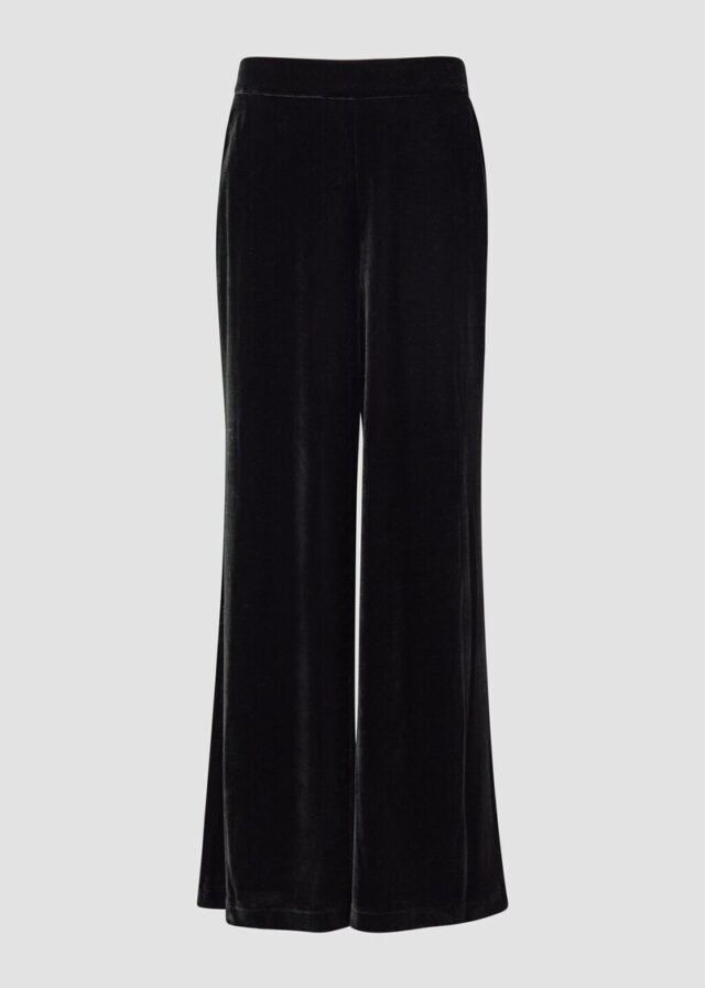 Fließende Samthose mit Elastikbund und weitem Bein