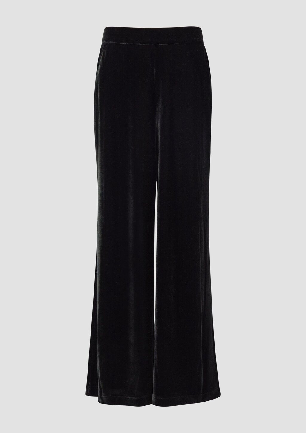 Fließende Samthose mit Elastikbund und weitem Bein