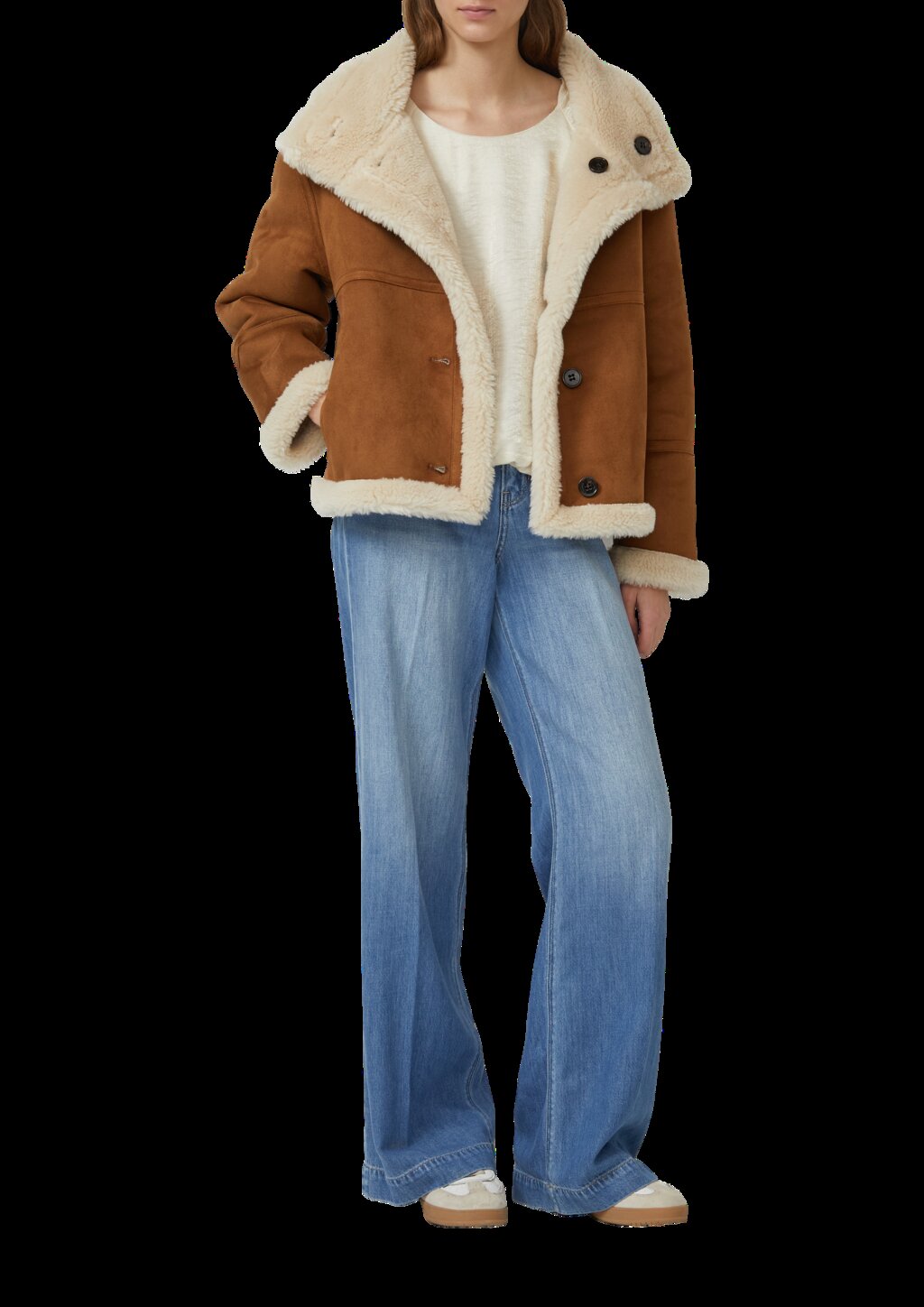 Glänzende Bluse im O-Shape