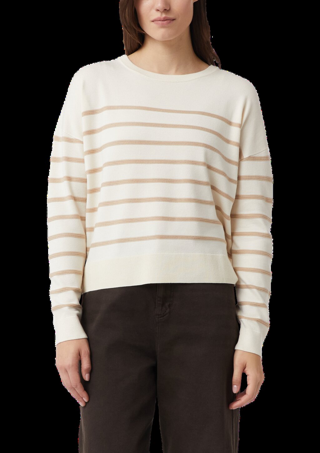 Feinstrickpullover aus Viskosemix mit Strukturstreifen