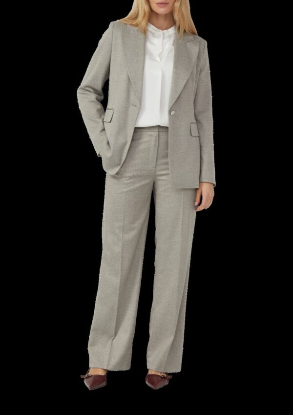 Fließende Langarm-Bluse mit Stehkragen und Zierknopf