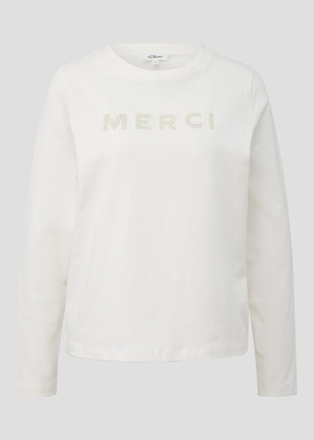 Longsleeve mit Perlenschriftzug