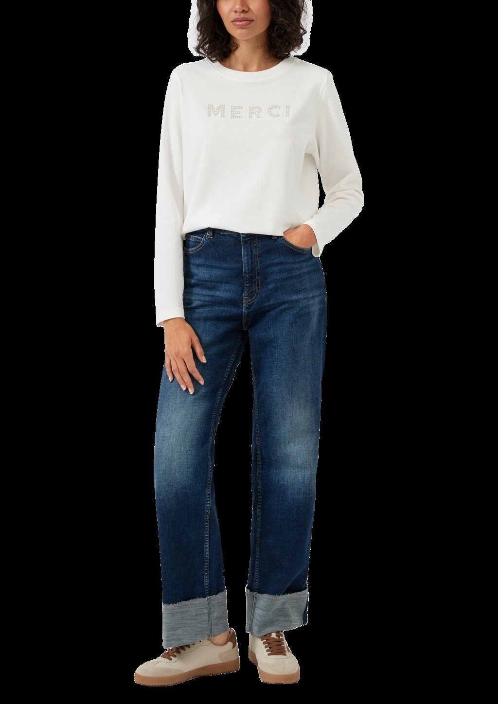 Longsleeve mit Perlenschriftzug